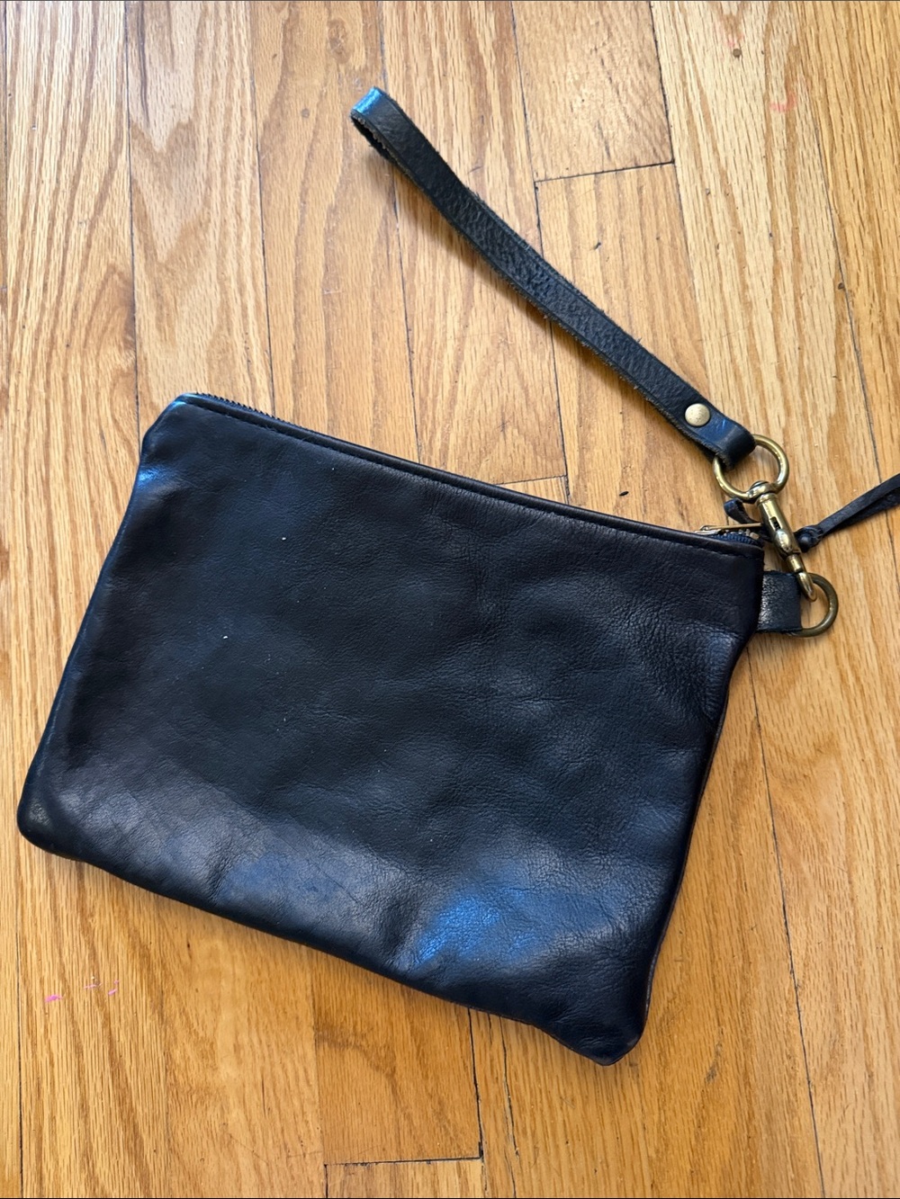 By Elke small Black Leather Wristlet Clutch metallic silver black leather - Picture 2 of 4